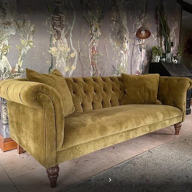 Arncliffe 3 Seater Sofa in Traditional Vintage Velvet Olive